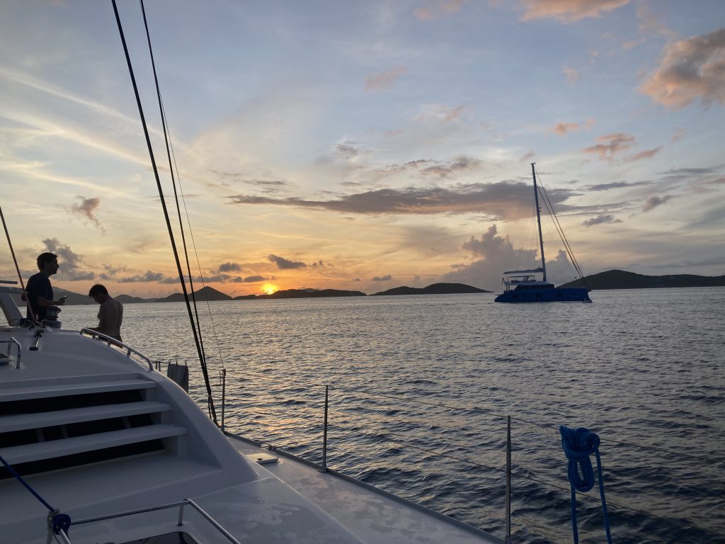 Sunset in the Caribbean after spending the day learning to sail